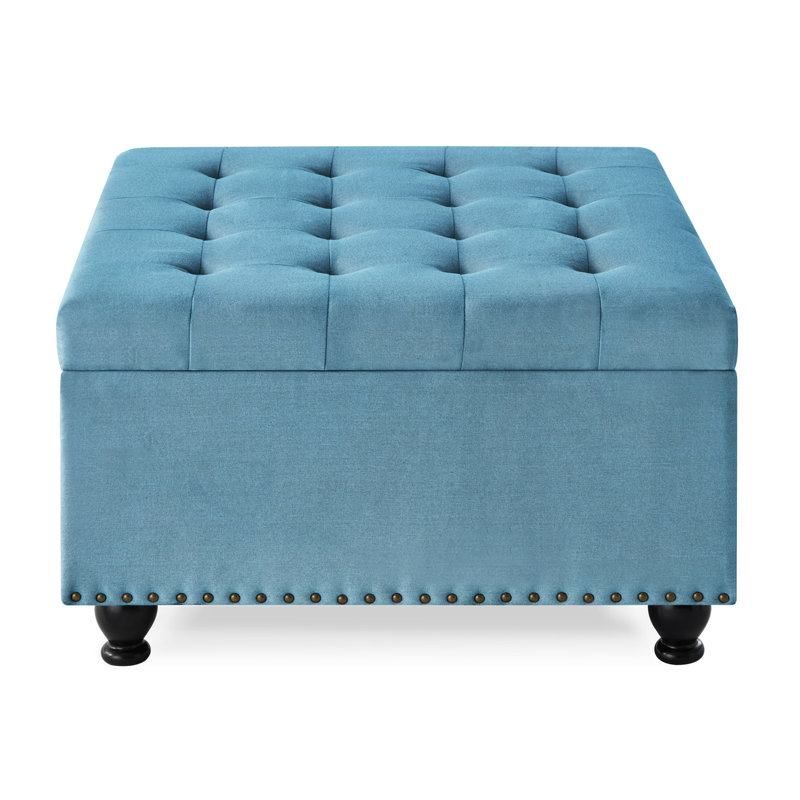 Rangement bleu avec boutons en tissu et tissu de siège, Bleu clair