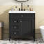 Meuble-lavabo de 30 po avec lavabo supérieur, meuble-lavabo moderne avec 2 tiroirs et tiroir escamotable, meuble-lavabo simple-121294440