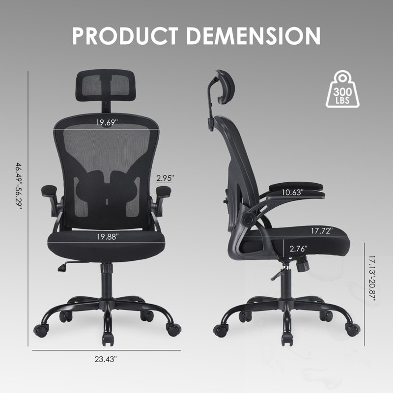 Chaise de bureau pivotante à 360° avec appui-tête et accoudoirs