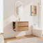 Meuble-lavabo de salle de bain avec lavabo en céramique et 2 tiroirs - montage mural en chêne imitation et fermeture en douceur-1158470765