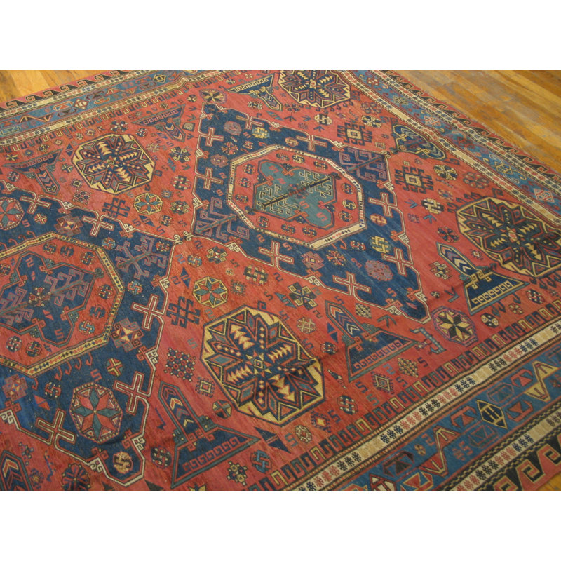 Antique Soumak Caucasian Allover Geometric Flat Weave Rug