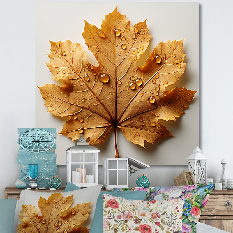 Feuilles brunes réduction roussâtre I, H 30 po x l 30 po x P 1 po, Toile tendue