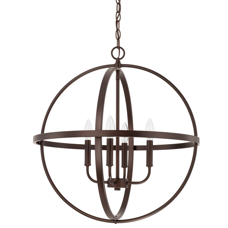 Independent 4 - Light Dimmable Globe Chandelier, Bronze, 24.25" H x 23" W x 23" D