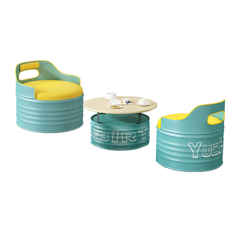 Ensemble repas rond 27,56 po Kristalyn, 3, Bleu/jaune, Bleu