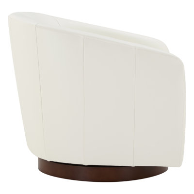 Bennett Genuine Leather Swivel Barrel Chair