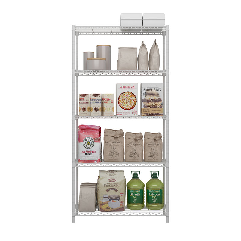 Maykol 5-Tier Wire Shelving Unit, White Coating