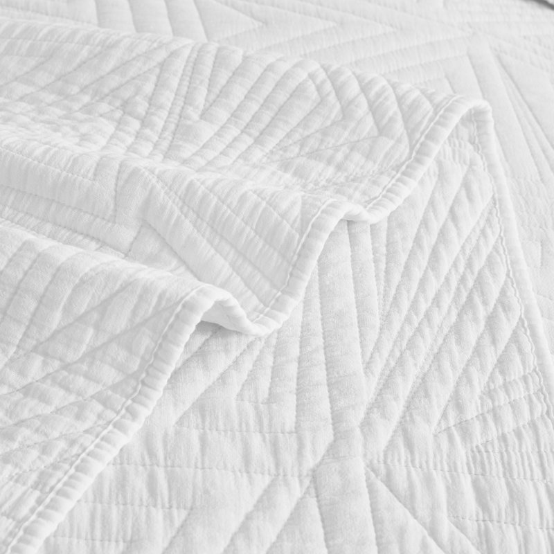 Ensemble de courtepointe Triangles, Grand lit, Blanc