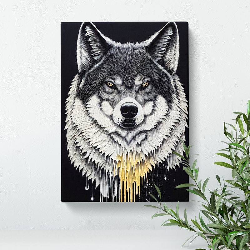 Splashed Wolf No.1 - Wall Art, 50cm H x 35cm W x 3cm D, Wrapped Canvas