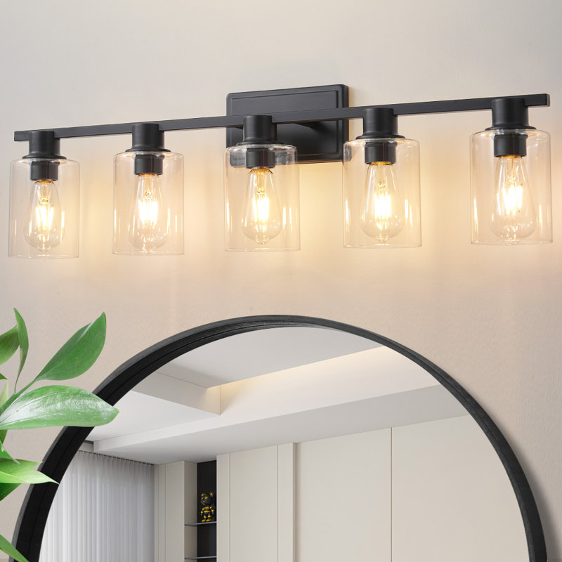 Éclairage de salle de bain à intensité variable à 5 lumières Middlewich, Noir mat