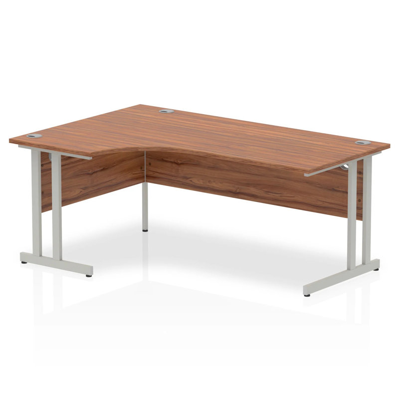Impulse L-Shape Computer Desk, Left Hand Facing, Walnut/Silver, 73cm H x 180cm W x 120cm D
