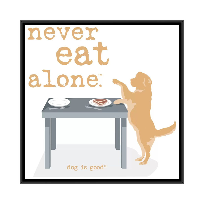 « never manger seule », reproduction d’impression sur toile, H 18 po x l 18 po x P 1,5 po, Toile avec cadre flottant noir