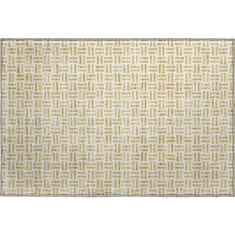 Premium Machine Washable Prisco Gold Rug, Rectangle 1'8" x 2'6"