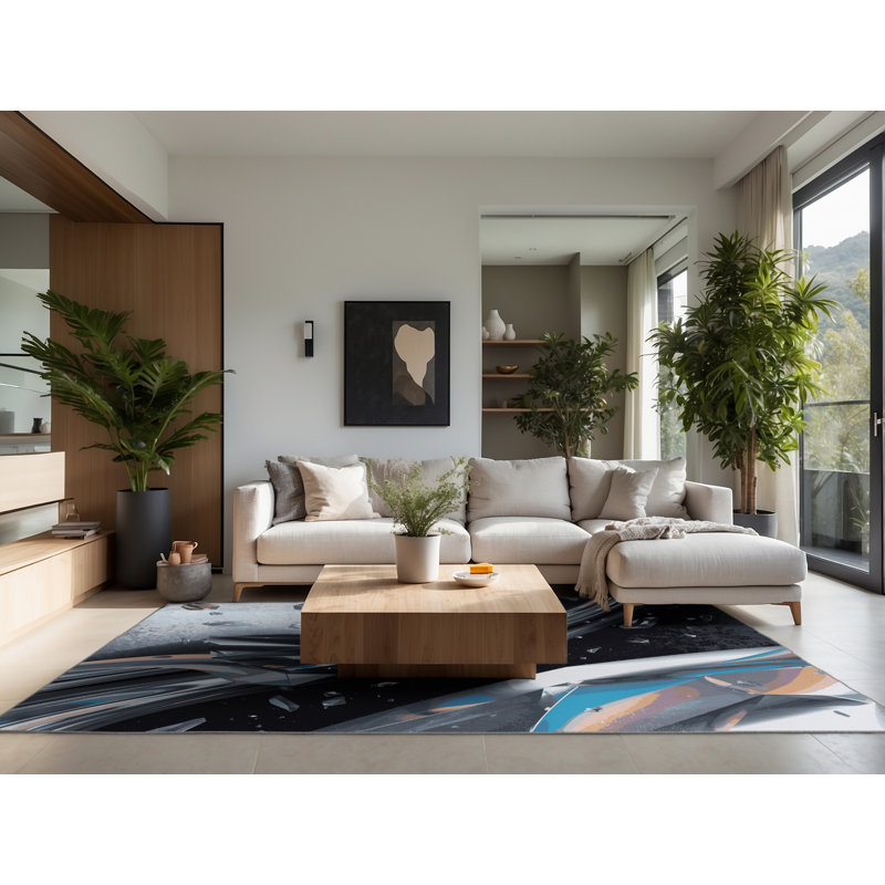 Tapis gris moelleux moelleux et moelleux Earls, Rond 5 pi