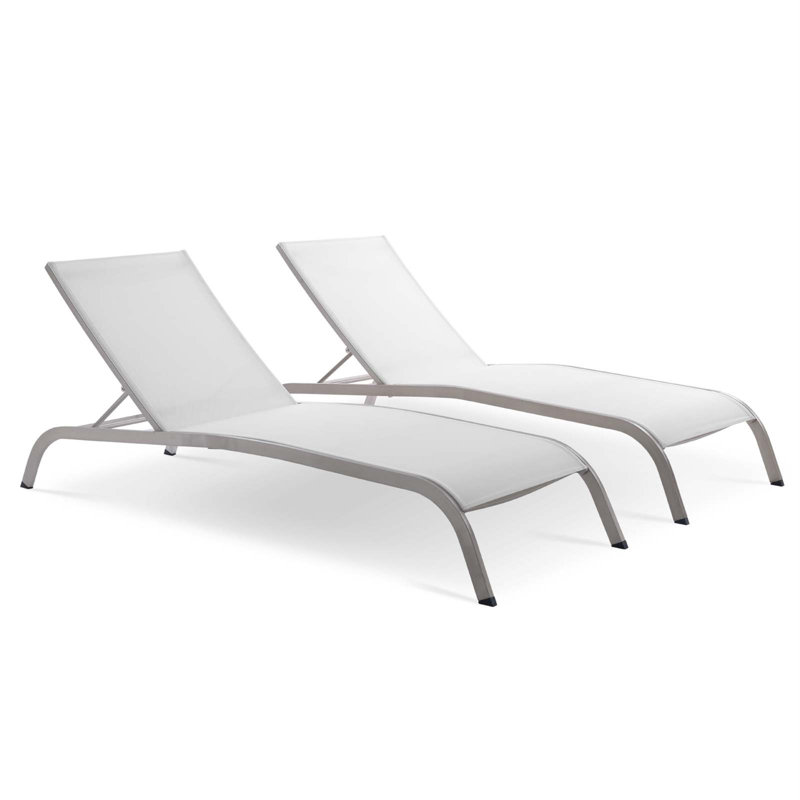 Havenside Home Wendu Outdoor Patio Mesh Chaise Lounge by Modway, White