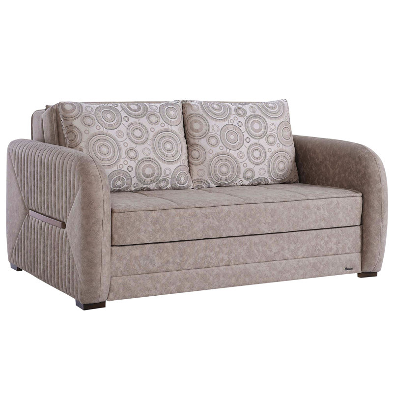 Causeuse convertible rembourrée avec rangement, microsuède, Beige