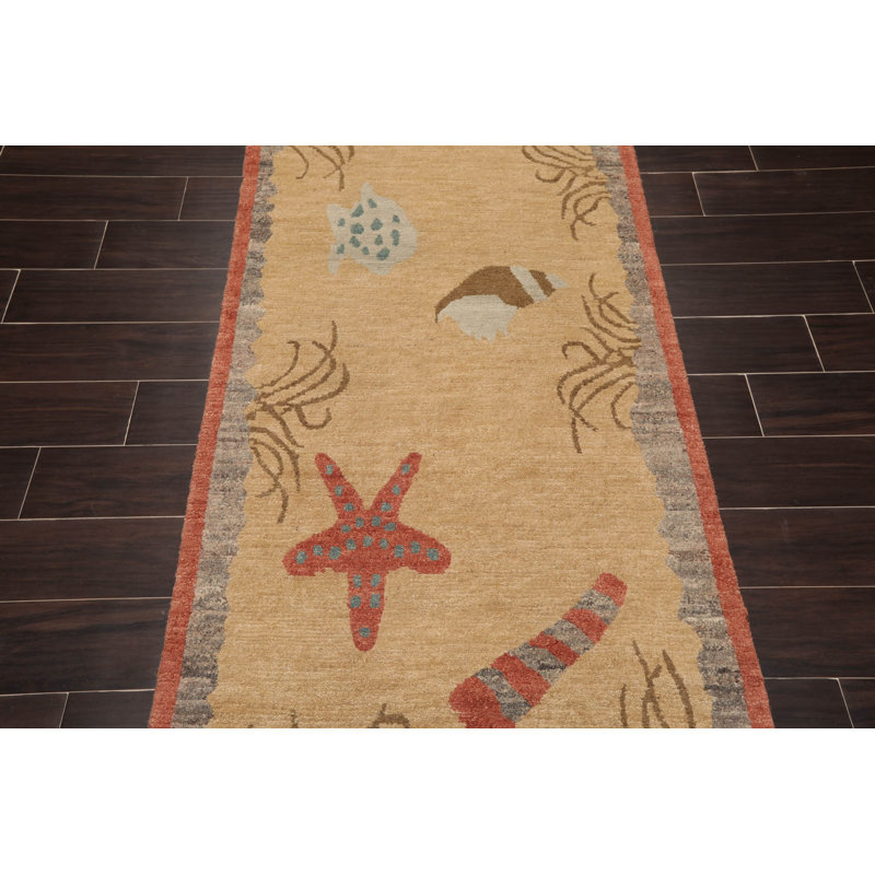 Tapis beige en laine noué à la main Sherie