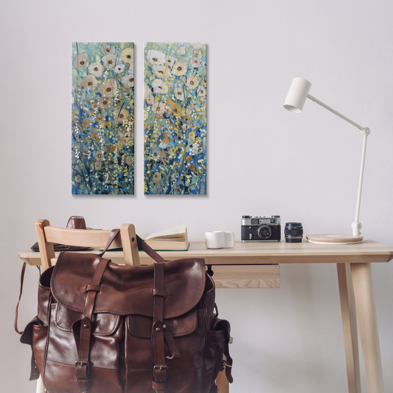 «Sunny Field of Flowers», ensemble d'art mural sur toile 2 pièces, design par Tim Ottoole, H 10 po x l 48 po