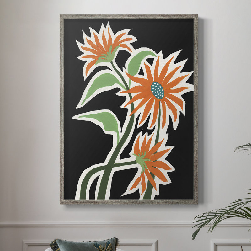 Pop Flowers III, reproduction encadrée - bois massif, H 11 po x l 9 po