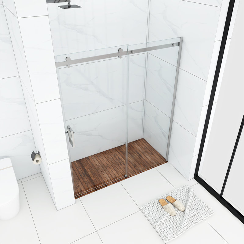 Porte de douche coulissante simple sans cadre 60 "x 74", Chrome