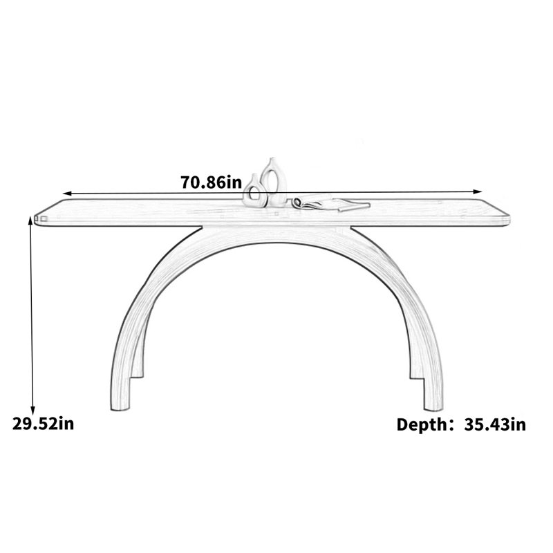 Nordic home rectangular dining table, 29.52"H x 70.86"L x 35.43"W