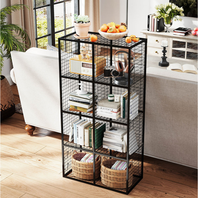 8 Cube Metal Storage Organizer,Display Modular Bookshelf Shelf for Bedroom,Office,Black