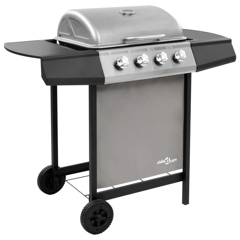 vidaXL 4 - Burner Countertop Natural Gas 13648 BTU Grill, Black/Silver