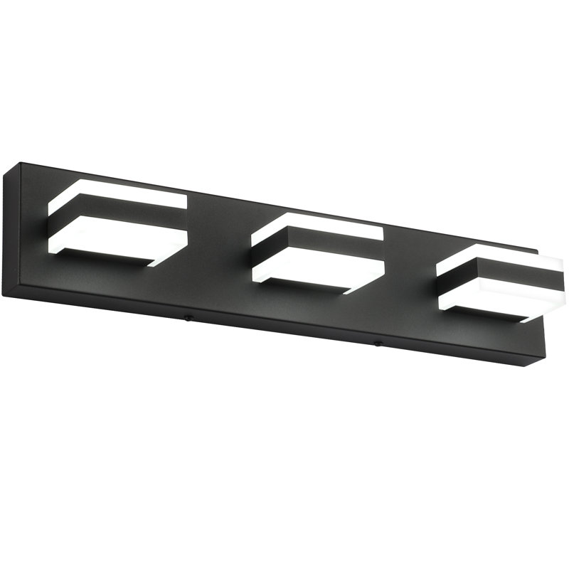 Matte Black Dimmable 3-Light LED Bathroom Vanity Fixture