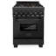 ZLINE 24" Legacy Dual Fuel Range w/ 4 Brass Burners & Oven in Black Stainless Steel