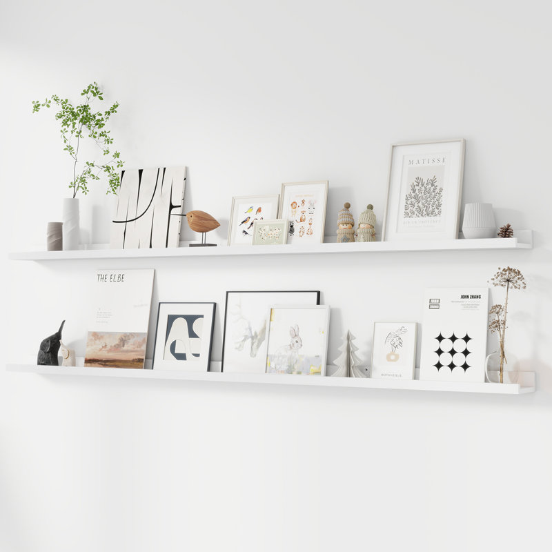 Tablette murale 2 pièces Darlicia, Blanc, H 2 po x l 72 po x P 4,7 po