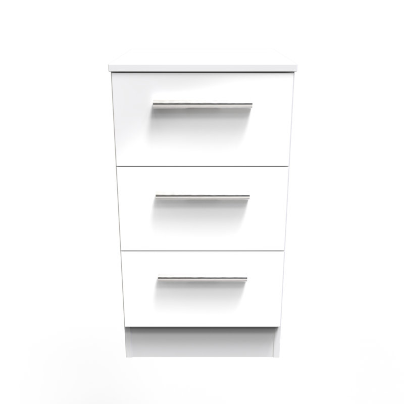 Bhaga 37cm W Manufactured Wood Bedside Table, White Matt