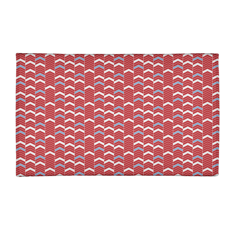 Tapis de zone rouge/bleu fait main, Rectangle 2 pi x 3 pi