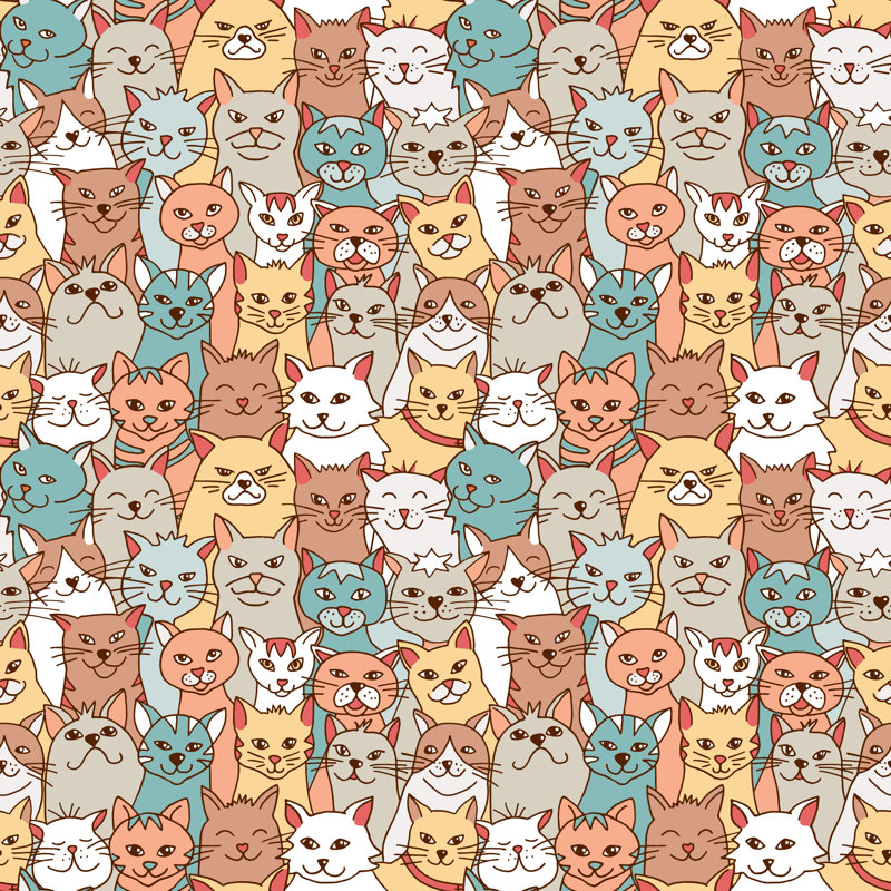 Thembi, motif sans couture de chats sur toile, impression, H 12 po x l 12 po x P 1,25 po