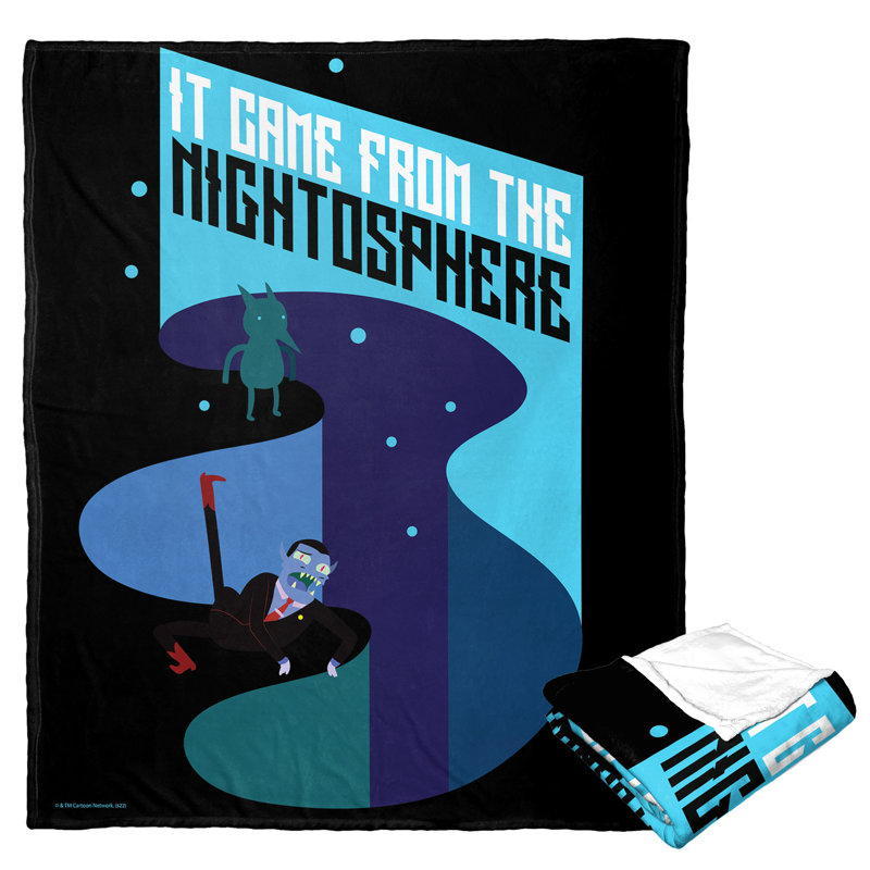 Adventure Time Black and Blue Polyester Throw Blanket