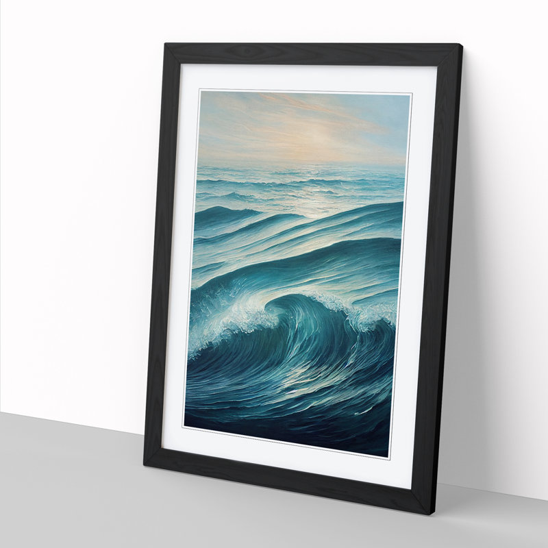 Seascape Expressionism - Single Picture Frame Print, Black, 64cm H x 46cm W x 2cm D