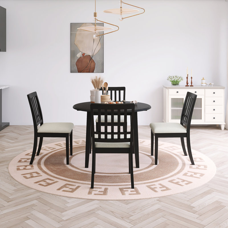 Ensemble de table de salle à manger moderne 42,36 po avec 4 chaises rembourrées 42,36 po, Noir