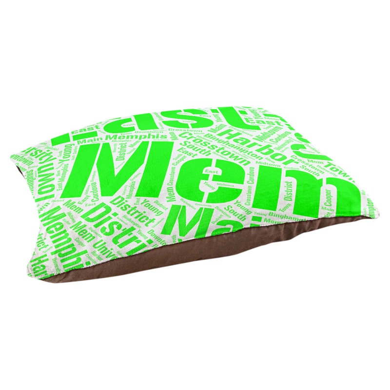 Coussin de chien « districts », Grand (l 40 po x P 30 po x H 14 po), Vert, Memphis