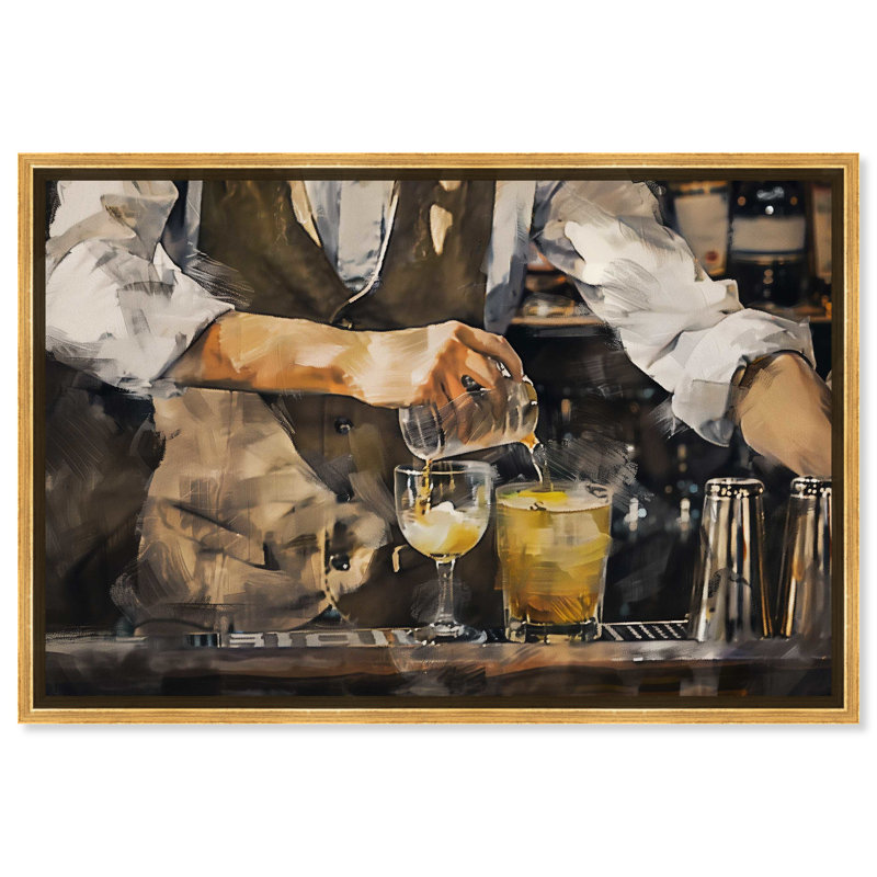 Notoriart Bartender, Cadre doré, H 37 po x l 55 po