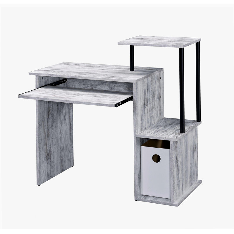 Bureau d'ordinateur Lyphre, Blanc antique / noir