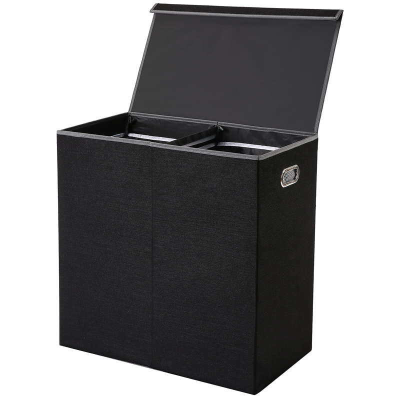 Wood Laundry Hamper, Black
