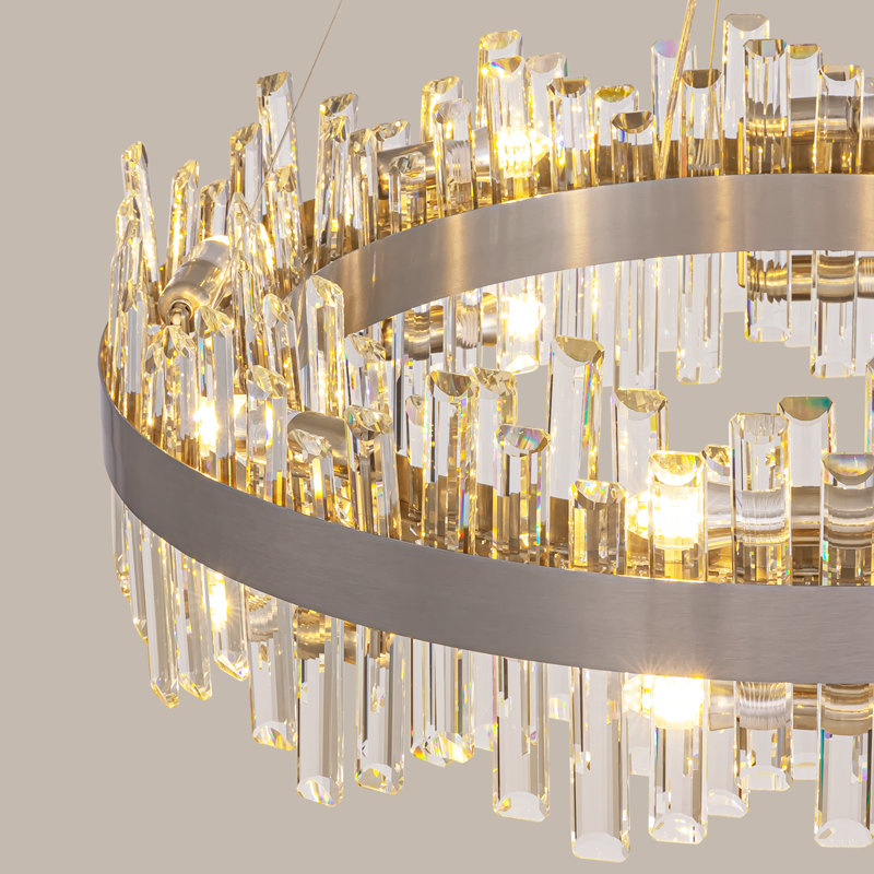 Lustre en cristal Marais, H 9,8 po x l 31,5 po x P 31,5 po, Nickel brossé