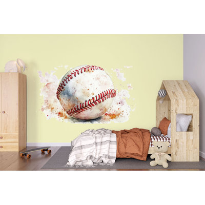 Baseball Wall Decal, Watercolor Baseball Sticker, Boys Room Wall Art, Sports Nursery Decor, Playroom Wall Mural, 525Mv