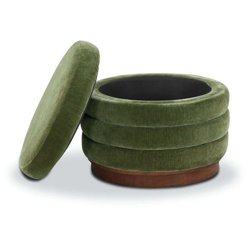 Lavenia Velvet Storage Ottoman, Green
