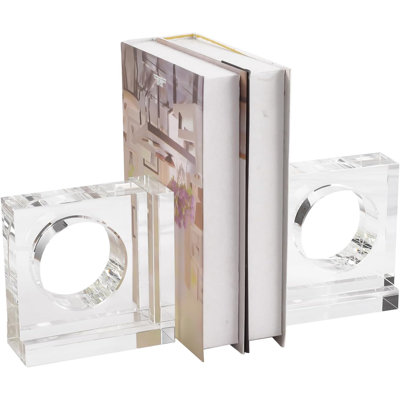 Serre-livres en cristal fait à la main carré, 1 paire de serre-livres de table décoratifs pour bureau, maison, bureau