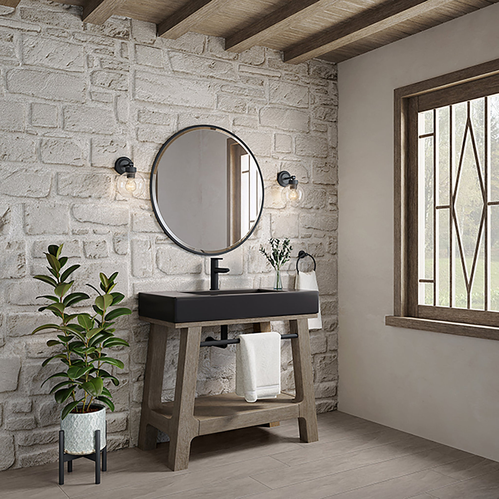 Auburn 36'' W Single Vanity, Matte Black
