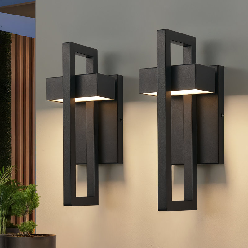 Modern LED Outdoor Wall Sconce Unique LED Wall Lighting (Set of 2)