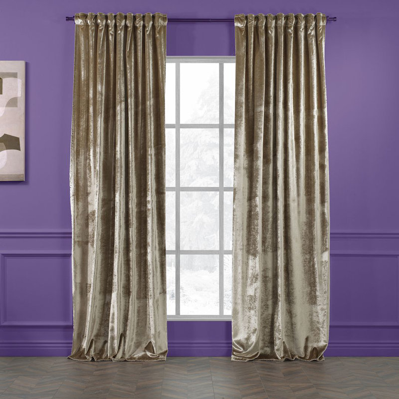 Extra Long & Extra Wide Shiny Velvet Curtain Panel (customized), Beige, 280cm Width x 375cm Drop