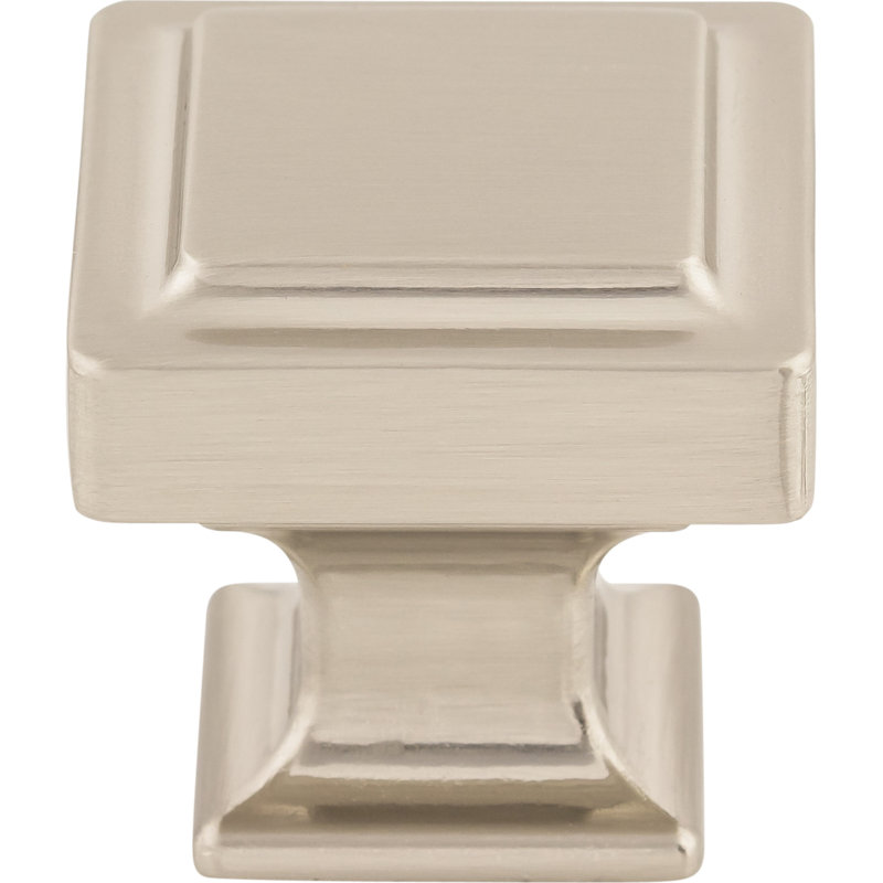 Ascendra 1 1/8" Length Square Knob, Brushed Satin Nickel, 1 1/8" Length