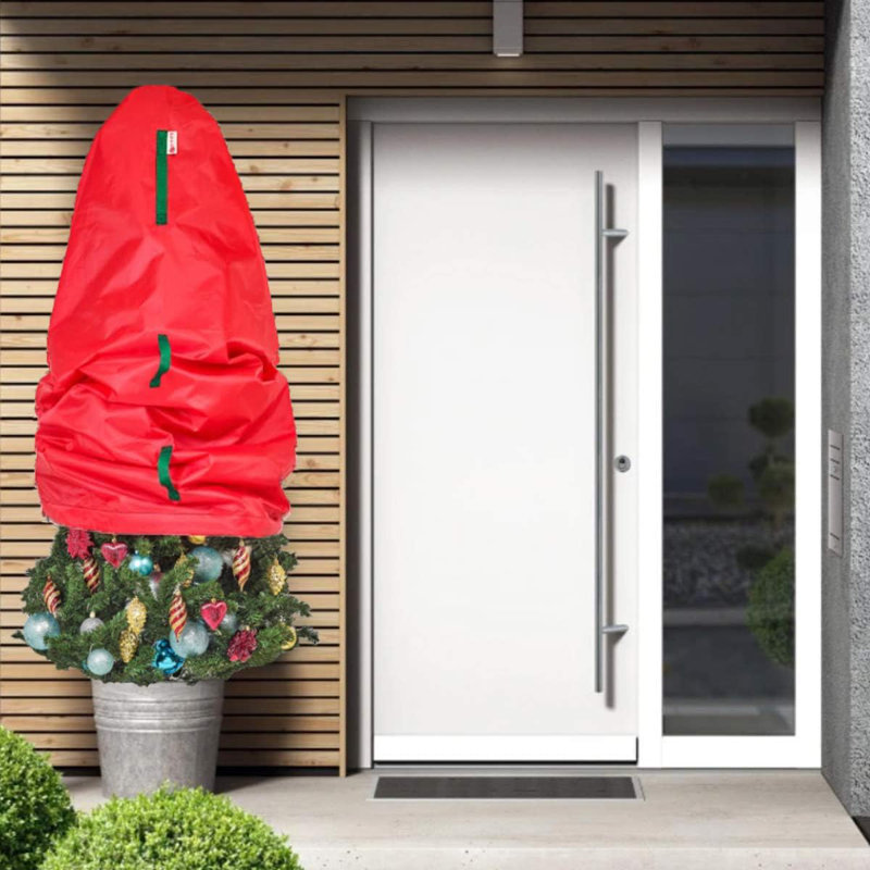 Upright Christmas Tree Storage Bag For Topiary And Holiday Tree, 108" H x 25" W x 25" D, Red