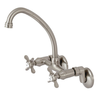 Kingston Brass Essex Double-Handle 2-Hole Wall-Mount Bridge Kitchen Faucet