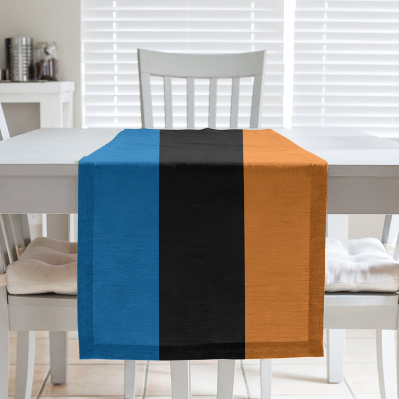 Chemin de table basket New York, L 90 po x l 16 po, Bleu / Noir / Orange, Polyester sergé